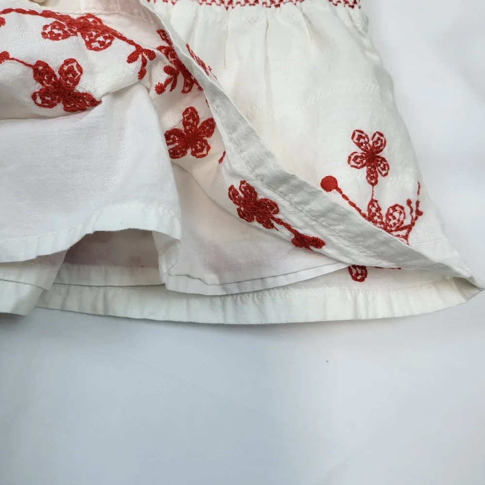 Baby Gap Toddler Girl White Red Floral Embroidered‎ Boho Skirt 12-18 Mo Vintage